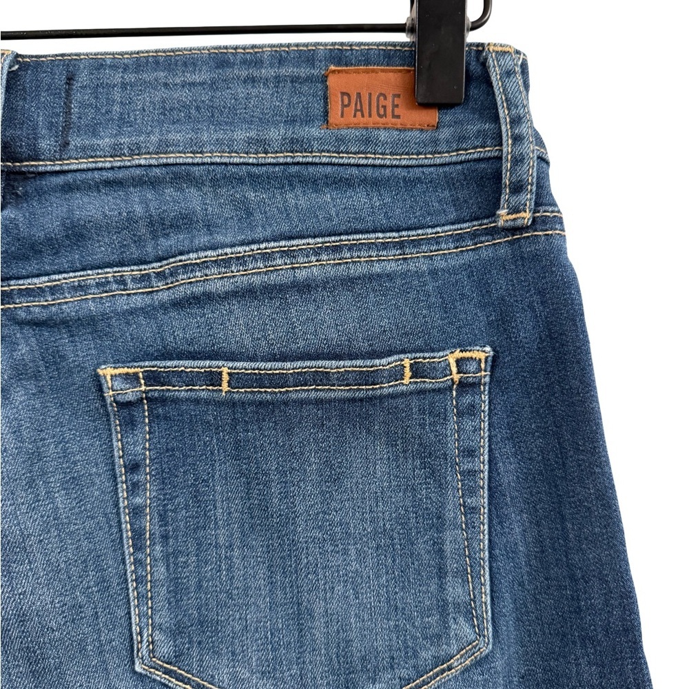 PAIGE Blue Jean Shorts with Frayed Hems and Distressed Look - Picture 4 of 8